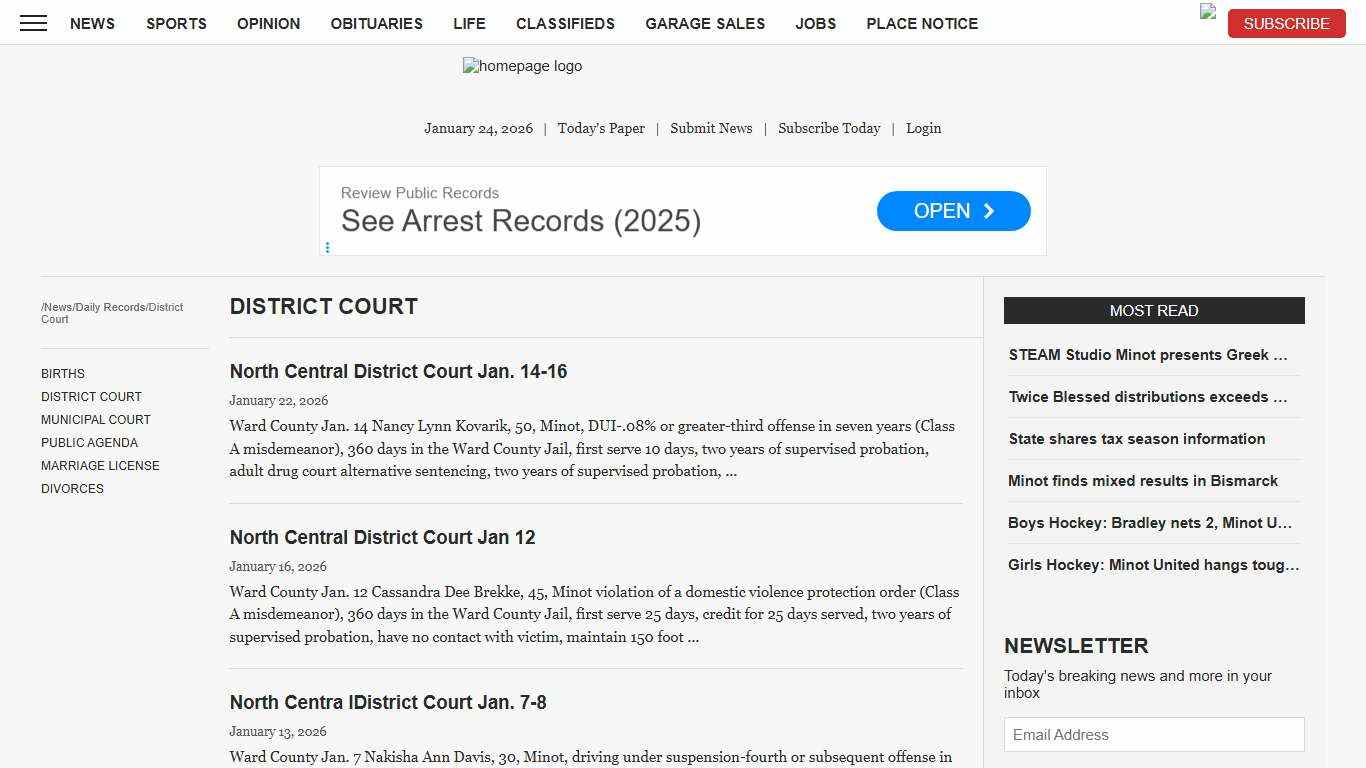 District Court News, Sports, Jobs - Minot Daily News